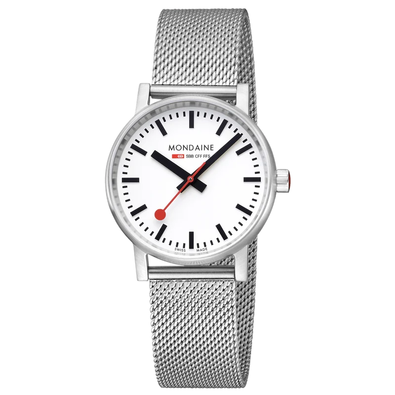 Mondaine evo2 MSE.35110.SM Damenuhr Silber • Saphirglas • Milanaise-Meshband