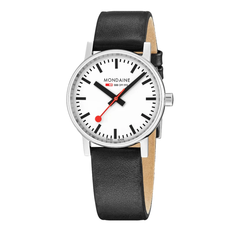 Mondaine evo2 MSE.35110.LBV Damenuhr Schwarz • Saphirglas • Veganes Traubenleder