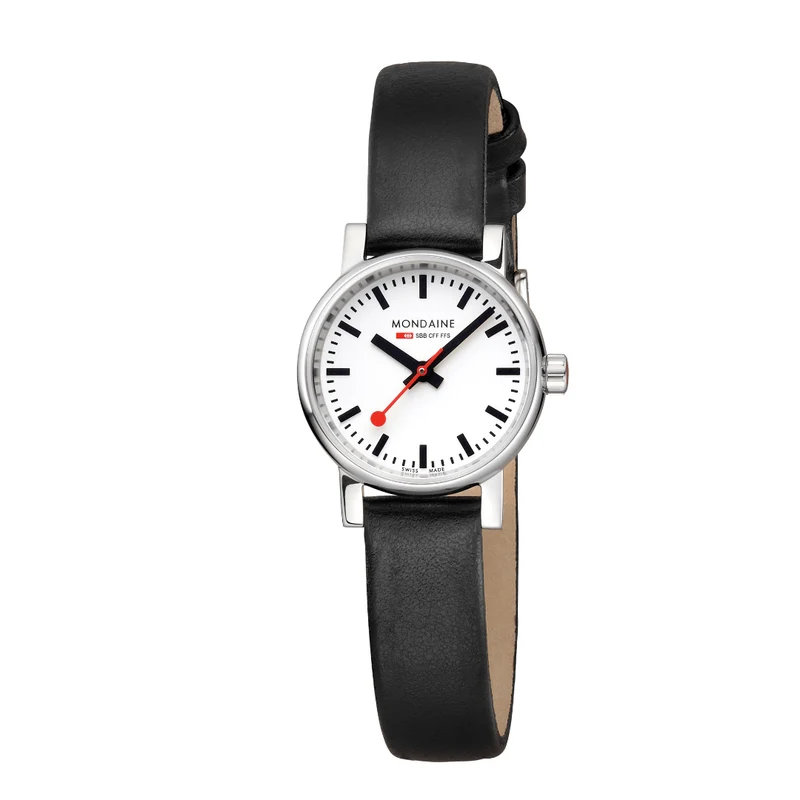 Mondaine evo2 MSE.26110.LBV Damenuhr Schwarz • Saphirglas • Veganes Traubenleder-Armband