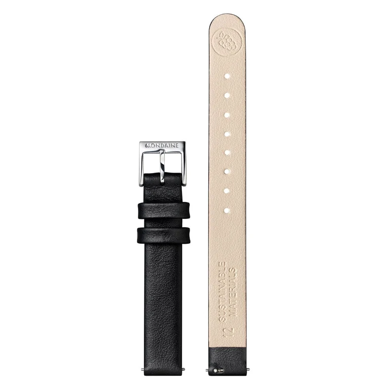 Mondaine evo2 MSE.26110.LBV Damenuhr Schwarz • Saphirglas • Veganes Traubenleder-Armband