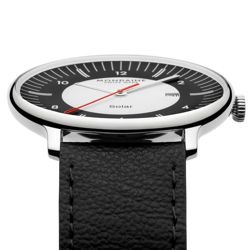 Mondaine Doppio Solar MLE.41920.LBV Herrenuhr Schwarz • Saphirglas • Solarbetrieb