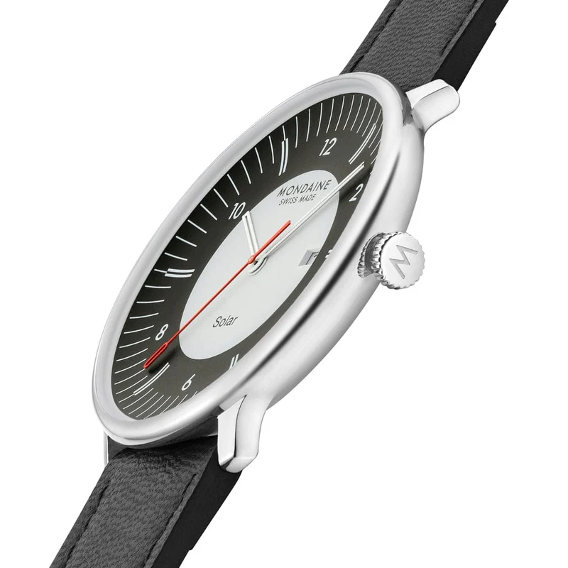 Mondaine Doppio Solar MLE.41920.LBV Herrenuhr Schwarz • Saphirglas • Solarbetrieb