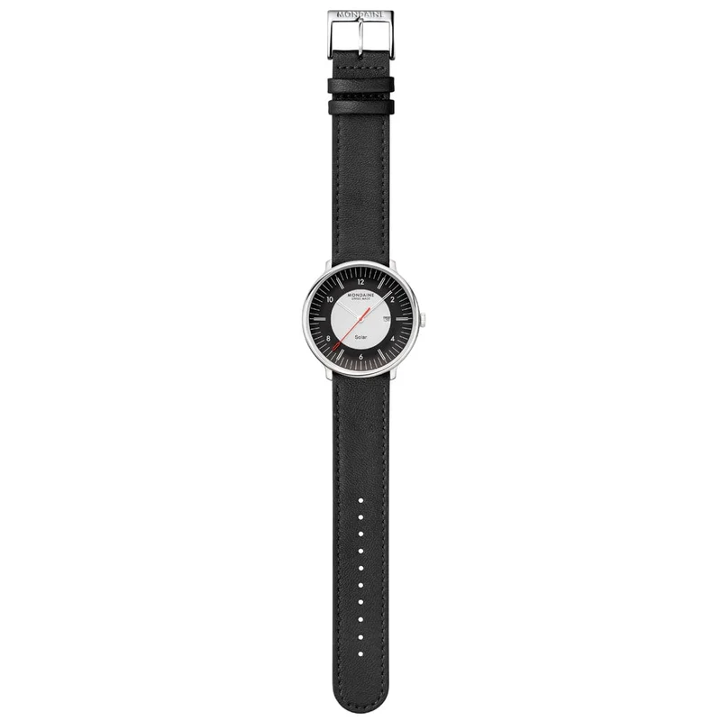 Mondaine Doppio Solar MLE.41920.LBV Herrenuhr Schwarz • Saphirglas • Solarbetrieb