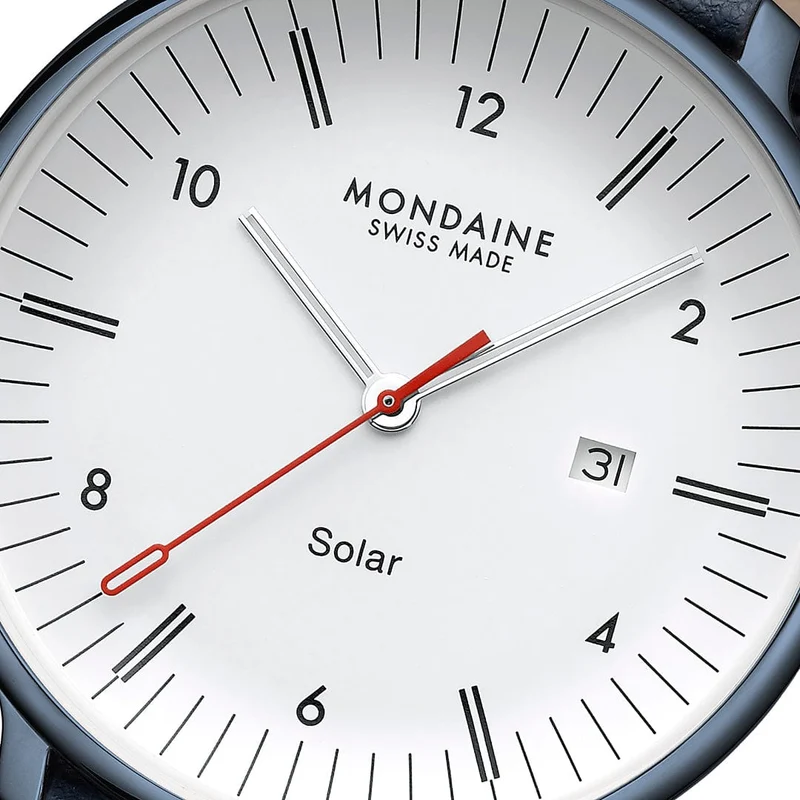 Mondaine Doppio Solar MLE.41910.LQV Herrenuhr Blau • Solarwerk Ronda 215 • Saphirglas