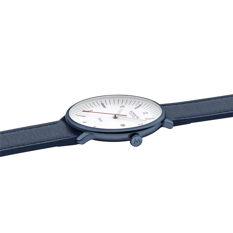 Mondaine Doppio Solar MLE.41910.LQV Herrenuhr Blau • Solarwerk Ronda 215 • Saphirglas