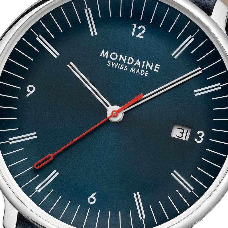 Mondaine Doppio MLE.41240.LQV.SET Herrenuhr Blau • Saphirglas mit Antireflexbeschichtung • Schweizer Quarzwerk