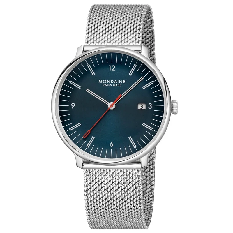 Mondaine Doppio MLE.41240.LQV.SET Herrenuhr Blau • Saphirglas mit Antireflexbeschichtung • Schweizer Quarzwerk