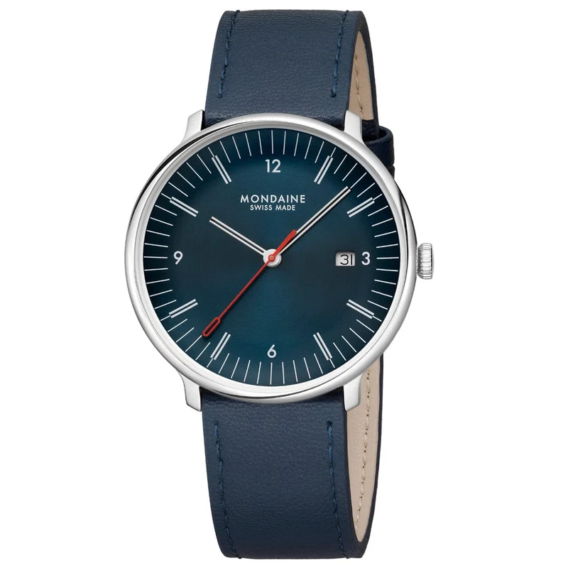 Mondaine Doppio MLE.41240.LQV.SET Herrenuhr Blau • Saphirglas mit Antireflexbeschichtung • Schweizer Quarzwerk