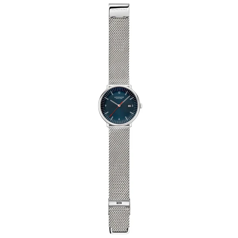 Mondaine Doppio MLE.41240.LQV.SET Herrenuhr Blau • Saphirglas mit Antireflexbeschichtung • Schweizer Quarzwerk