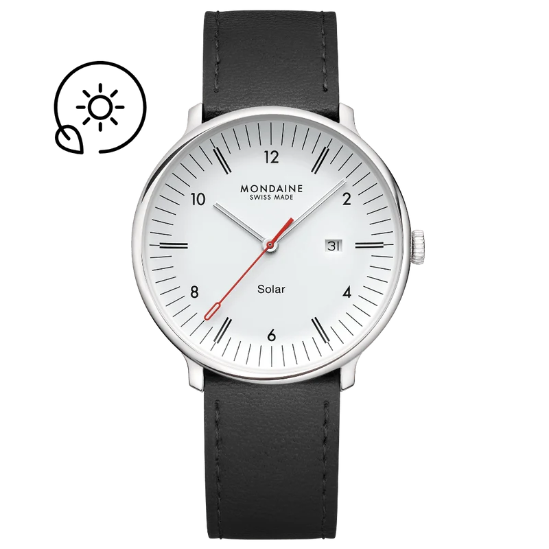 Mondaine Doppio Solar MLE.41910.LBV Herrenuhr Schwarz • Saphirglas • Solaruhrwerk