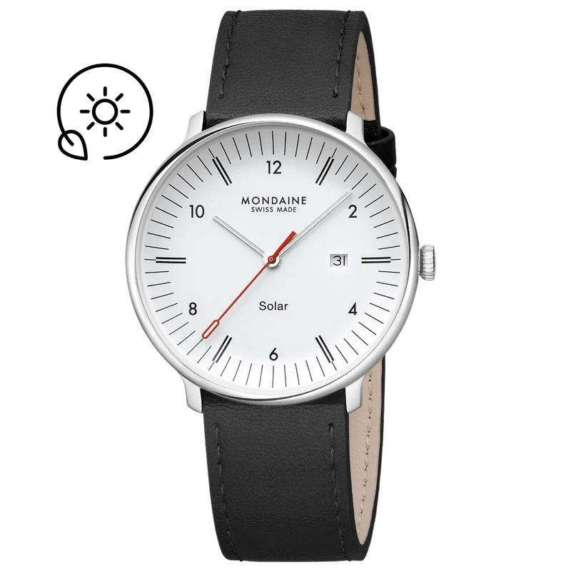 Mondaine Doppio Solar MLE.41910.LBV Herrenuhr Schwarz • Saphirglas • Solaruhrwerk