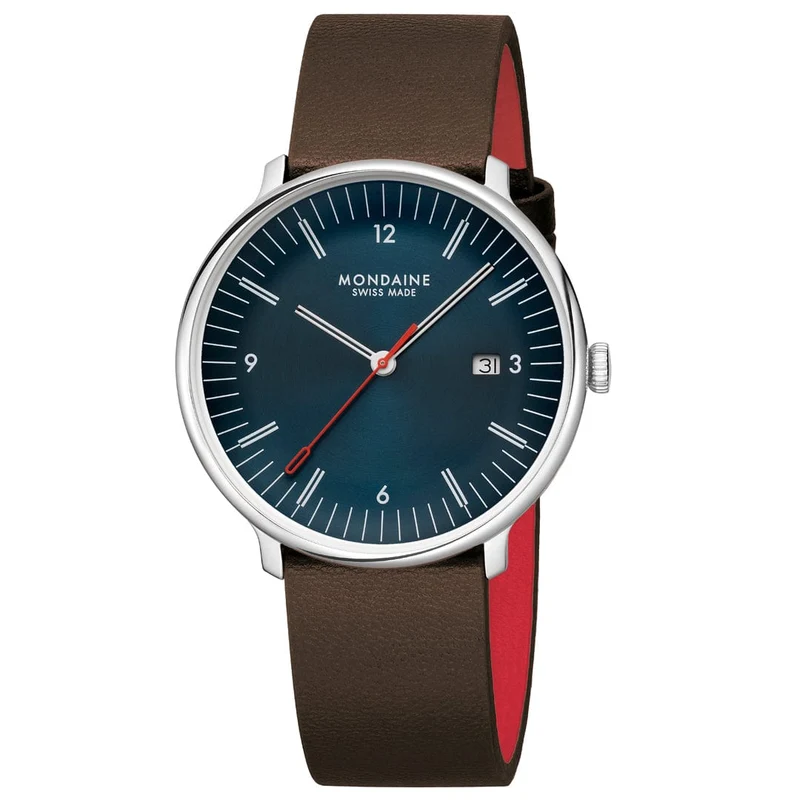 Mondaine Doppio MLE.41240.LGV Herrenuhr Braun • Saphirglas • Swiss Made