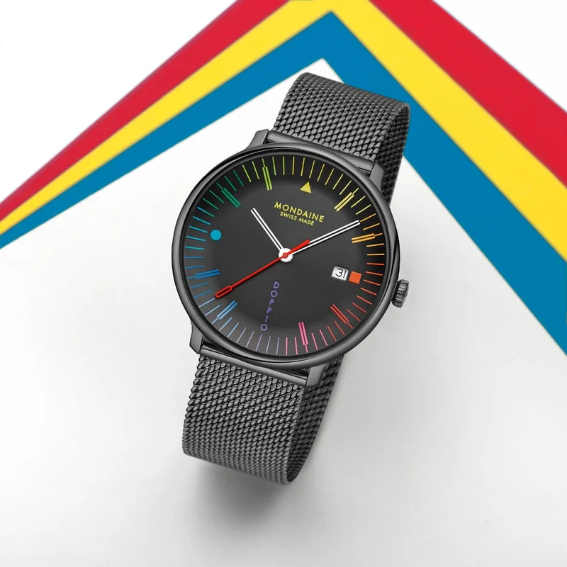 Mondaine Doppio MLE.41221.SM Herrenuhr Dunkelgrau • Saphirglas • Swiss Made Quarzwerk