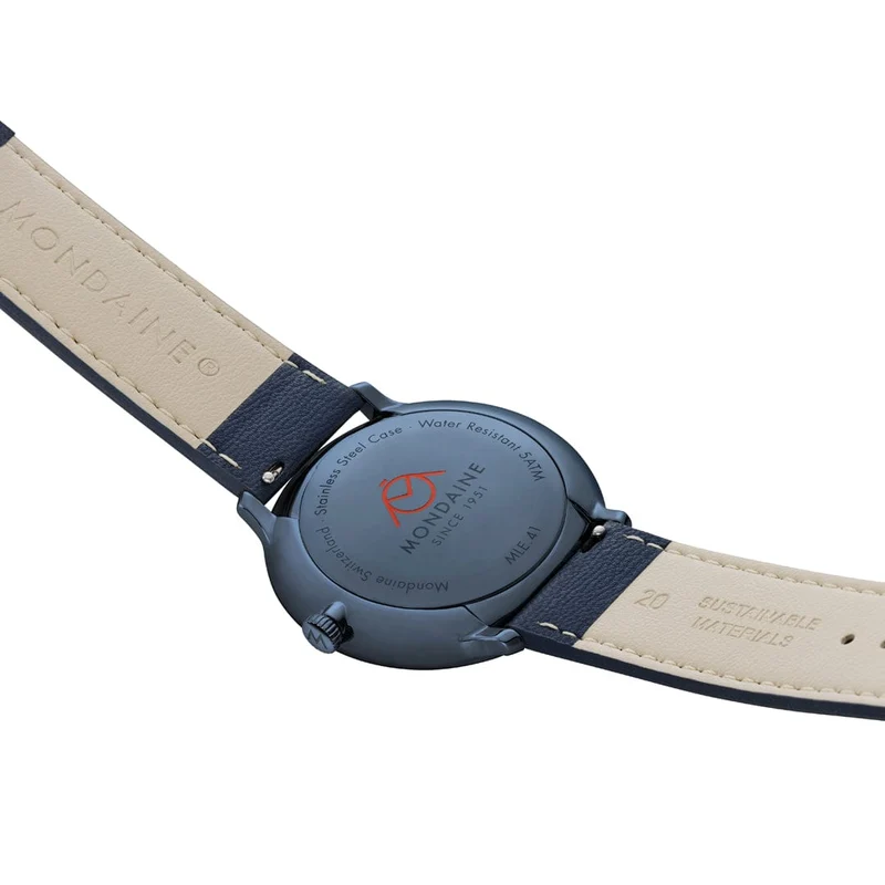 Mondaine Doppio MLE.41240.LDV Herrenuhr Blau • Saphirglas mit Antireflexbeschichtung • Schweizer Quarzwerk