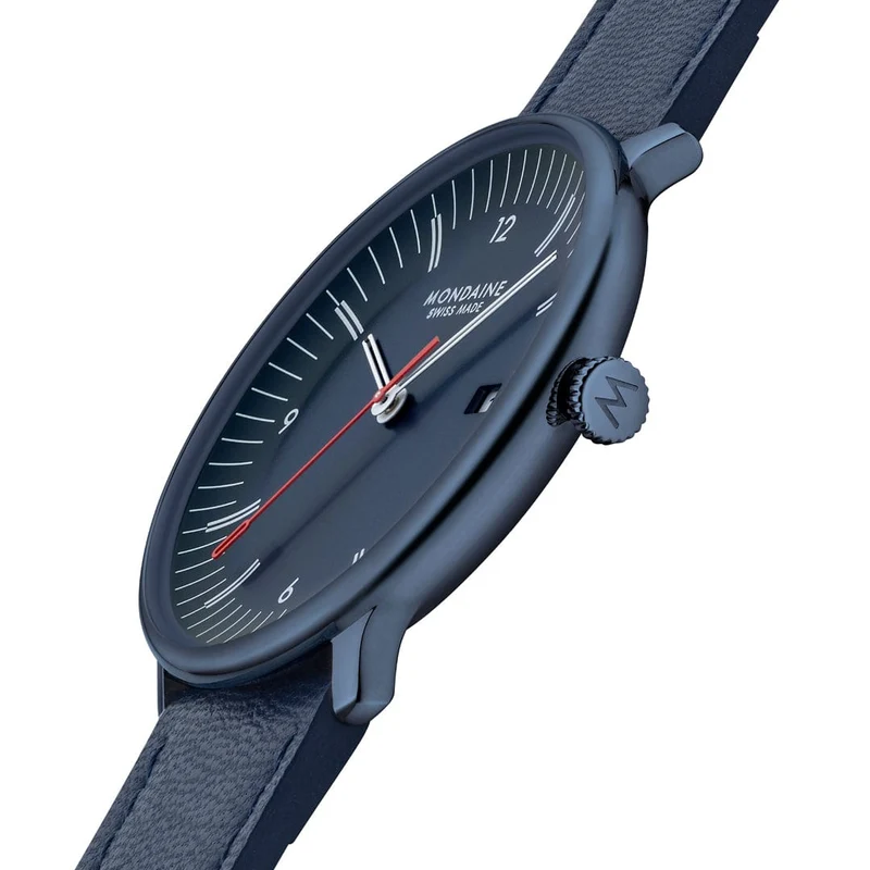 Mondaine Doppio MLE.41240.LDV Herrenuhr Blau • Saphirglas mit Antireflexbeschichtung • Schweizer Quarzwerk
