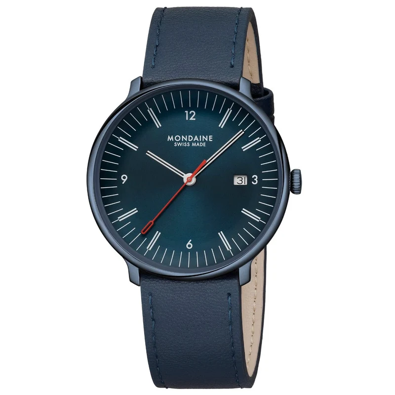 Mondaine Doppio MLE.41240.LDV Herrenuhr Blau • Saphirglas mit Antireflexbeschichtung • Schweizer Quarzwerk