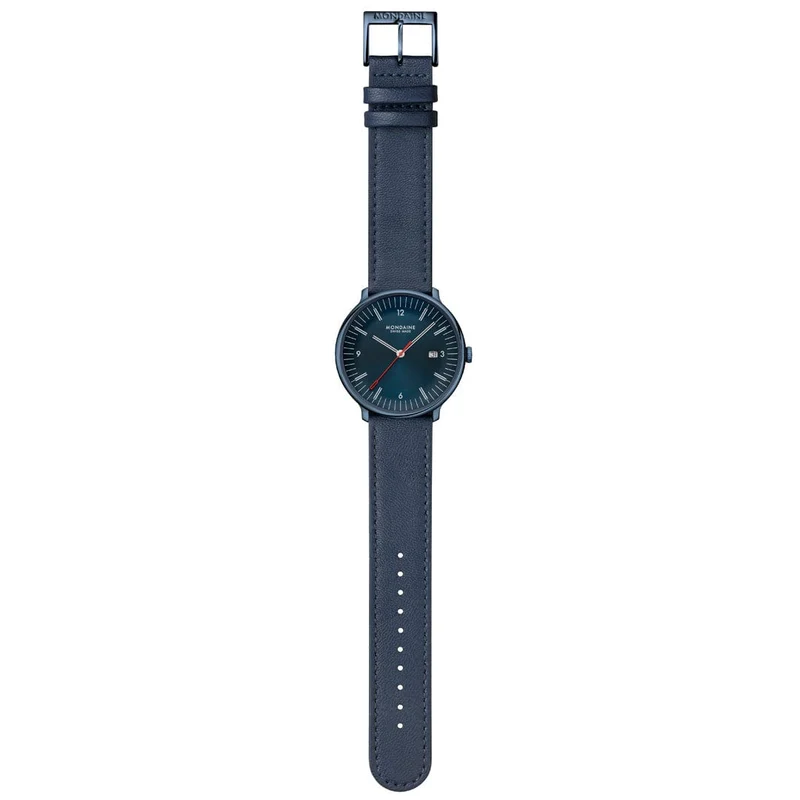 Mondaine Doppio MLE.41240.LDV Herrenuhr Blau • Saphirglas mit Antireflexbeschichtung • Schweizer Quarzwerk