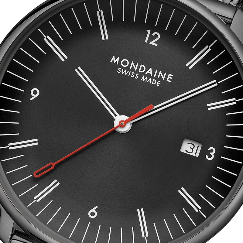 Mondaine Doppio MLE.41220.SM Herrenuhr Schwarz • Saphirglas • Swiss Made Quarzwerk
