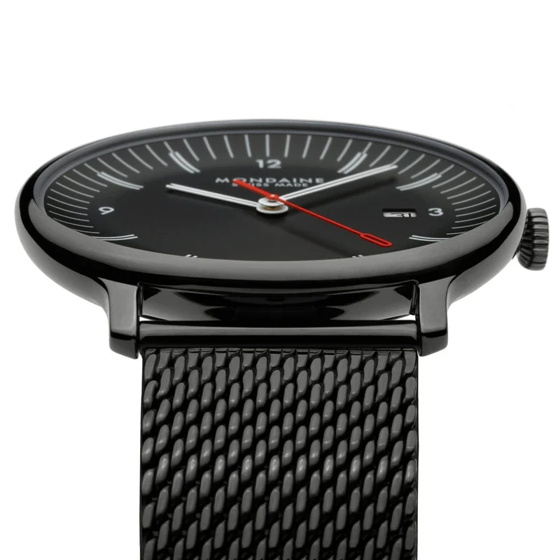 Mondaine Doppio MLE.41220.SM Herrenuhr Schwarz • Saphirglas • Swiss Made Quarzwerk