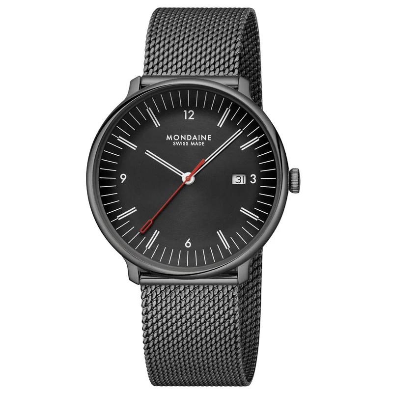 Mondaine Doppio MLE.41220.SM Herrenuhr Schwarz • Saphirglas • Swiss Made Quarzwerk