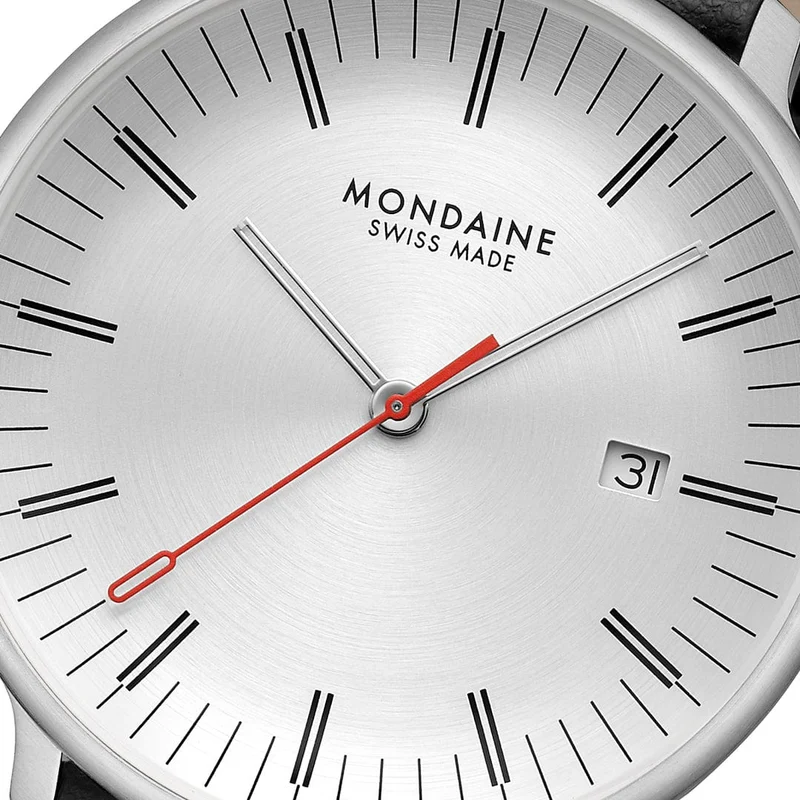 Mondaine Doppio MLE.41210.LBV Herrenuhr Schwarz • Saphirglas mit Antireflexbeschichtung • Swiss Made Quarzwerk