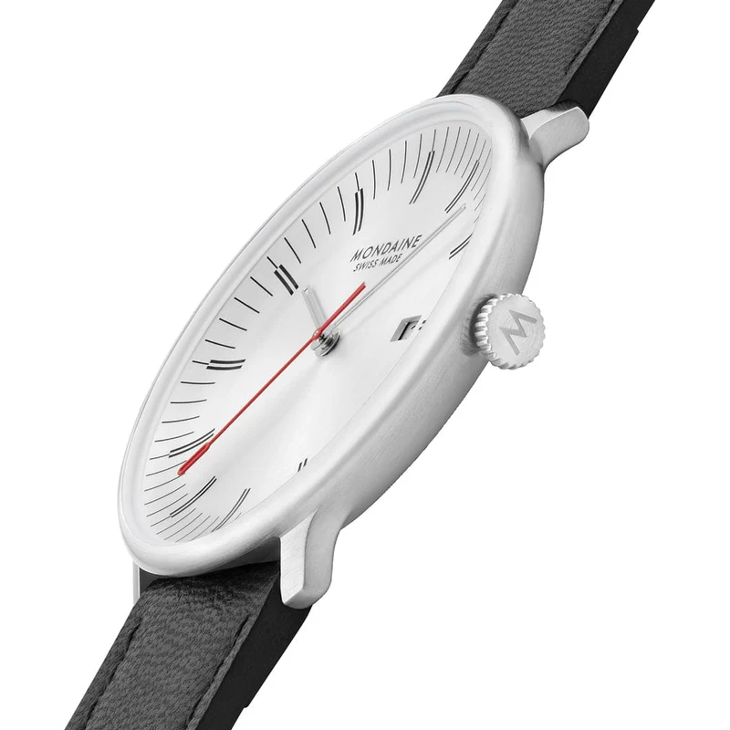 Mondaine Doppio MLE.41210.LBV Herrenuhr Schwarz • Saphirglas mit Antireflexbeschichtung • Swiss Made Quarzwerk