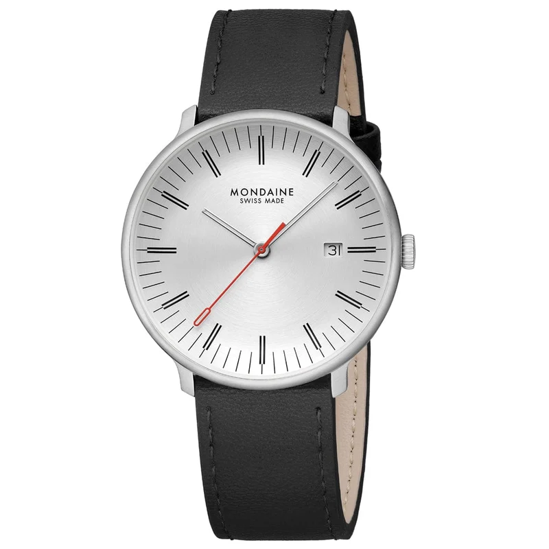 Mondaine Doppio MLE.41210.LBV Herrenuhr Schwarz • Saphirglas mit Antireflexbeschichtung • Swiss Made Quarzwerk