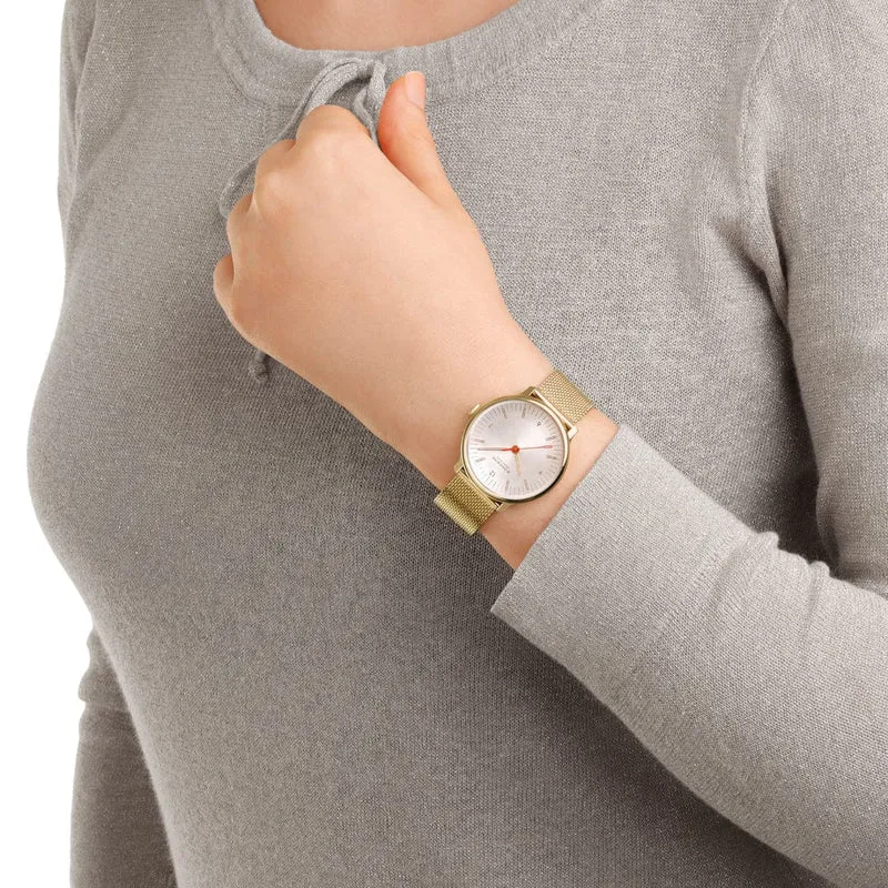 Mondaine Doppio MLE.33111.SM Damenuhr Silber • Saphirglas • Swiss Made Quarzwerk