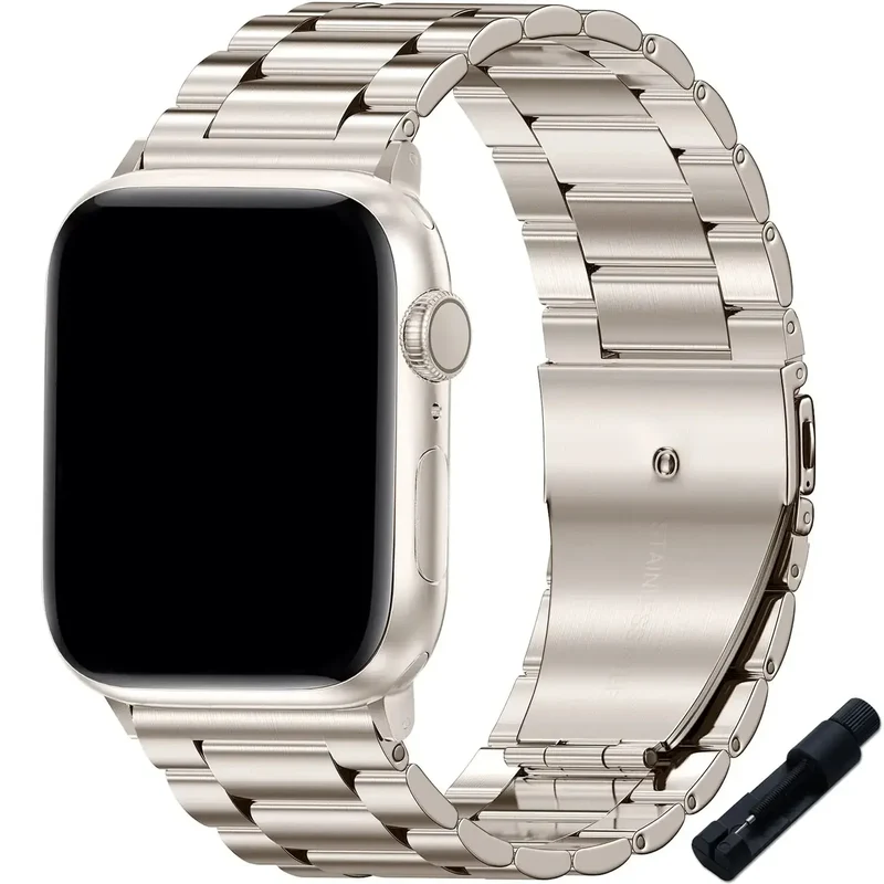 Roestvrij Stalen Smartwatch Bandje Premium Metalen Horlogeband Verstelbaar Polsbandje Stijlvol Elegant | Sansoti