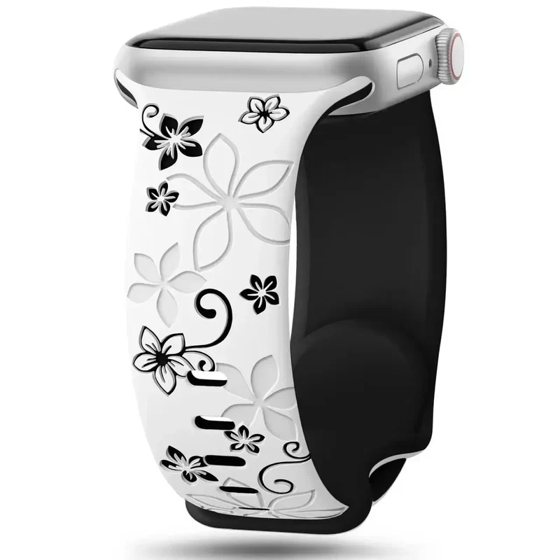 Siliconen Smartwatch Bandje Bloemenprint Verstelbaar Polsband Sportief Comfortabel Dagelijks Gebruik | Sansoti