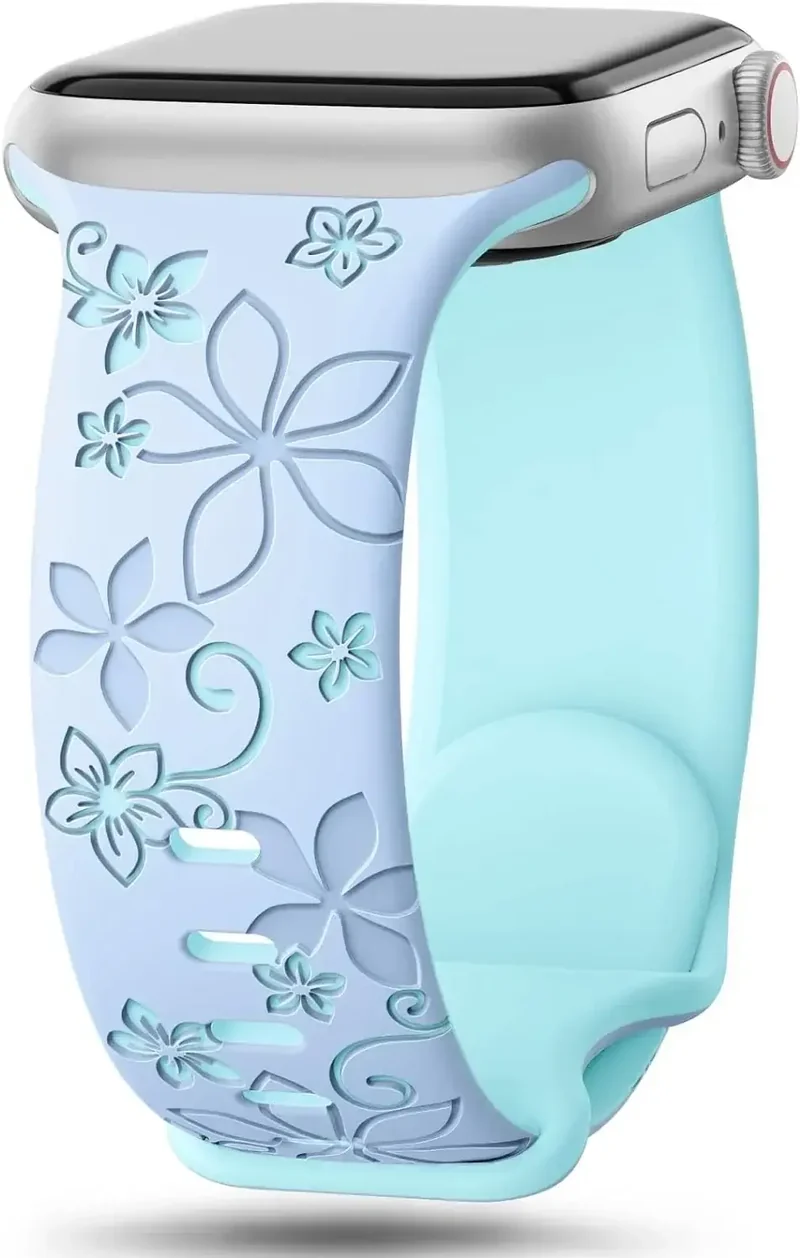 Siliconen Smartwatch Bandje Bloemenprint Verstelbaar Polsband Sportief Comfortabel Dagelijks Gebruik | Sansoti