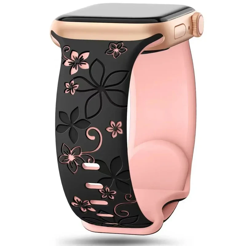 Siliconen Smartwatch Bandje Bloemenprint Verstelbaar Polsband Sportief Comfortabel Dagelijks Gebruik | Sansoti