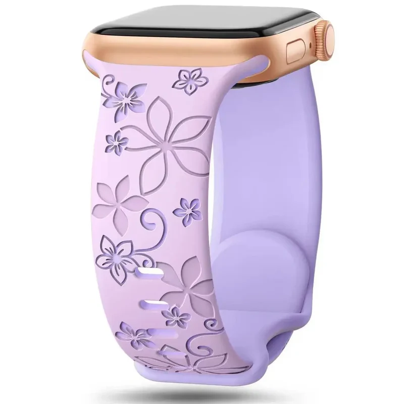 Siliconen Smartwatch Bandje Bloemenprint Verstelbaar Polsband Sportief Comfortabel Dagelijks Gebruik | Sansoti