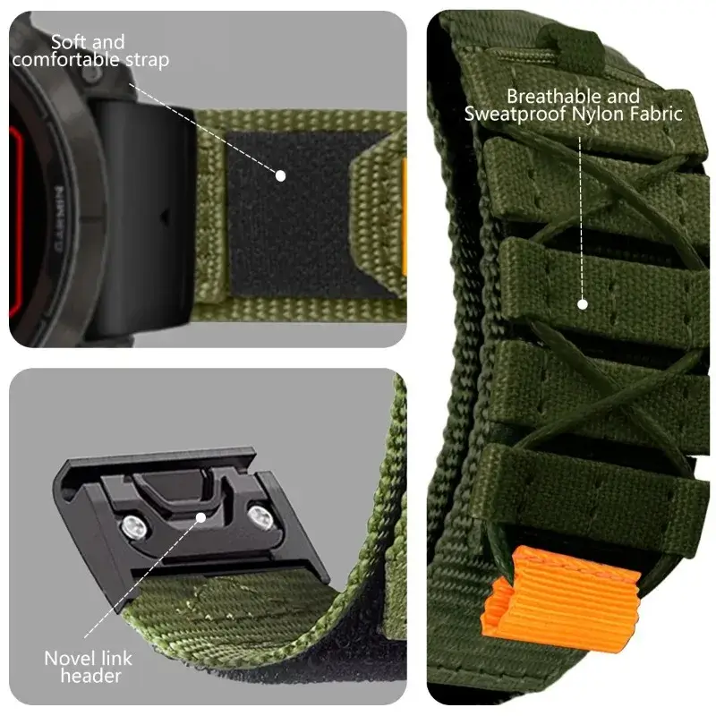 Nylon Klittenband Horlogeband met Verstelbare Sluiting voor Smartwatch 22mm 26mm Premium Ademend Sportief | Sansoti