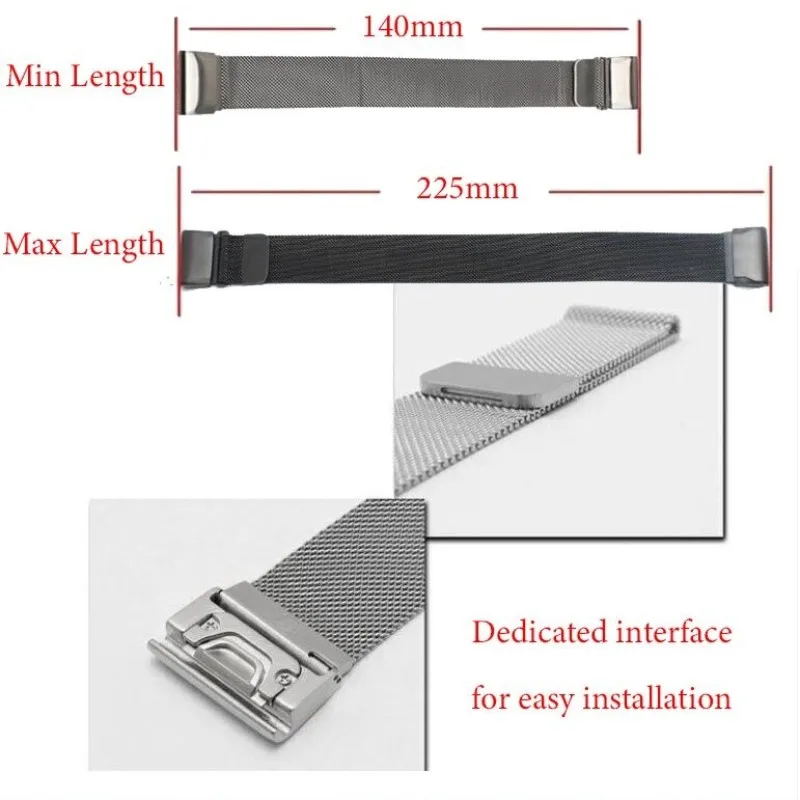 Milanese Metalen Smartwatch Bandje 20 22 26mm Magnetische Sluiting Verstelbaar Ademend Polsband Horlogeband | Sansoti