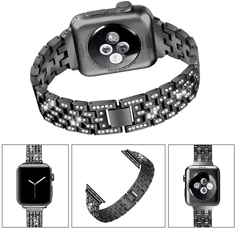 Smartwatch Bandje met Kristallen Edelstaal Verstelbaar Luxe Horloge Band Sparkle Statement Accessoire | Sansoti