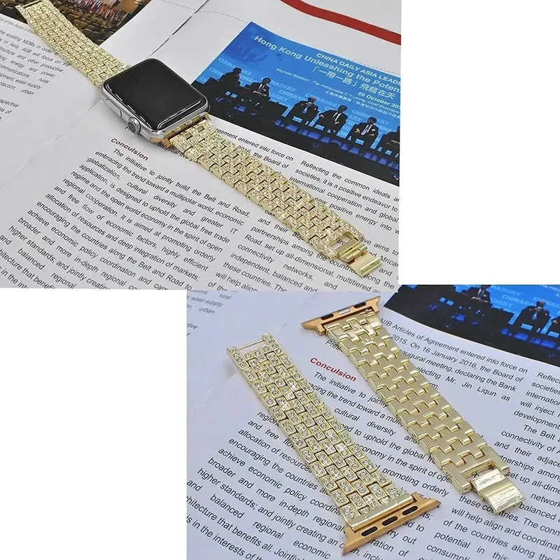 Smartwatch Bandje met Kristallen Edelstaal Verstelbaar Luxe Horloge Band Sparkle Statement Accessoire | Sansoti