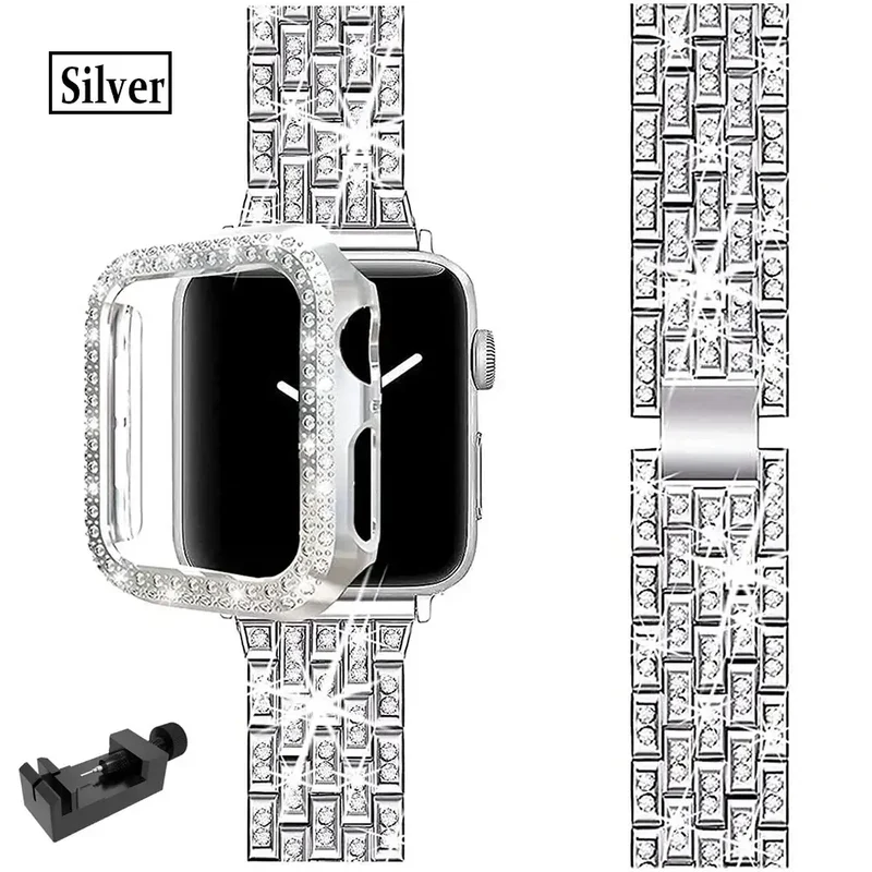 Smartwatch Bandje met Kristallen Edelstaal Verstelbaar Luxe Horloge Band Sparkle Statement Accessoire | Sansoti