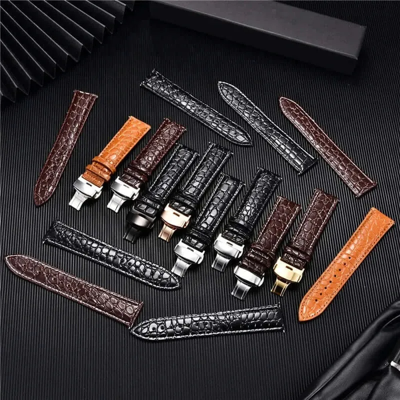Leren Smartwatchband Krokodillenprint Premium Leer Vochtwerende Sportband Elegante Polsband Verstelbaar | Sansoti