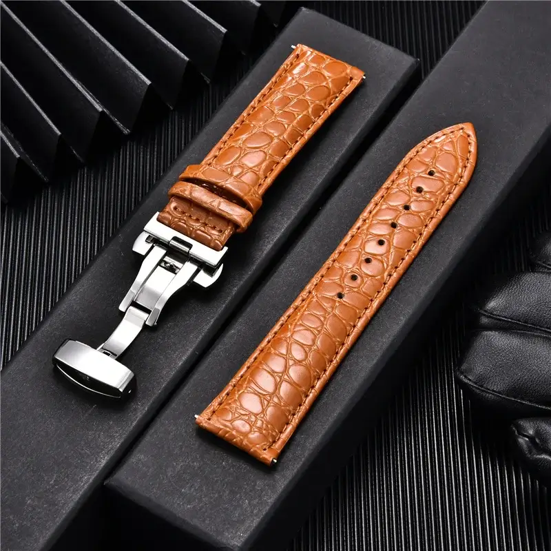 Leren Smartwatchband Krokodillenprint Premium Leer Vochtwerende Sportband Elegante Polsband Verstelbaar | Sansoti