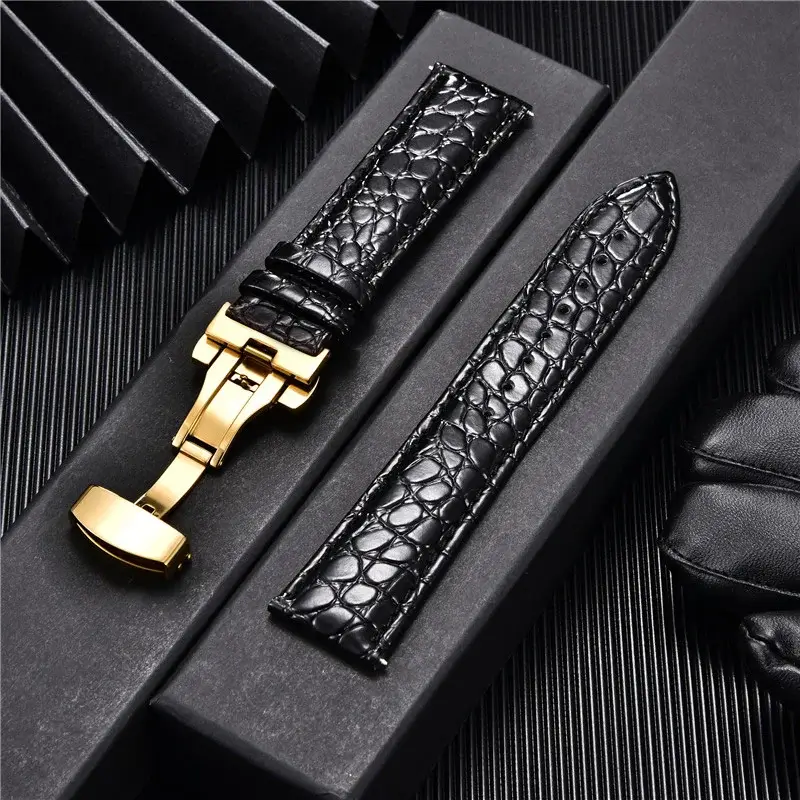Leren Smartwatchband Krokodillenprint Premium Leer Vochtwerende Sportband Elegante Polsband Verstelbaar | Sansoti