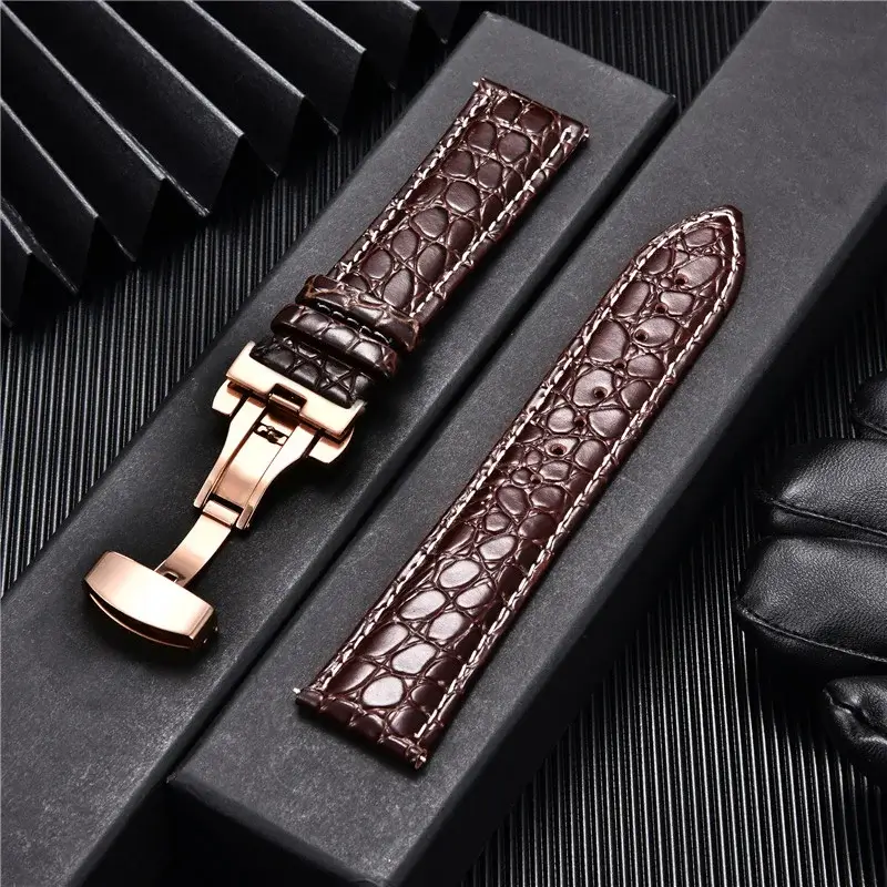 Leren Smartwatchband Krokodillenprint Premium Leer Vochtwerende Sportband Elegante Polsband Verstelbaar | Sansoti