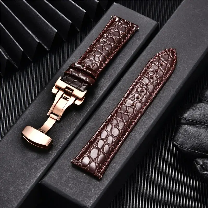 Leren Smartwatchband Krokodillenprint Premium Leer Vochtwerende Sportband Elegante Polsband Verstelbaar | Sansoti