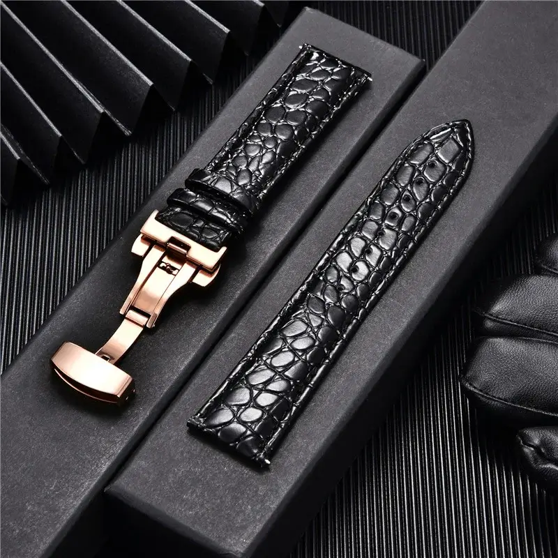 Leren Smartwatchband Krokodillenprint Premium Leer Vochtwerende Sportband Elegante Polsband Verstelbaar | Sansoti