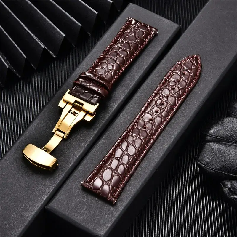 Leren Smartwatchband Krokodillenprint Premium Leer Vochtwerende Sportband Elegante Polsband Verstelbaar | Sansoti