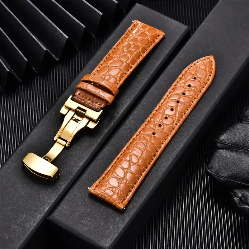 Leren Smartwatchband Krokodillenprint Premium Leer Vochtwerende Sportband Elegante Polsband Verstelbaar | Sansoti