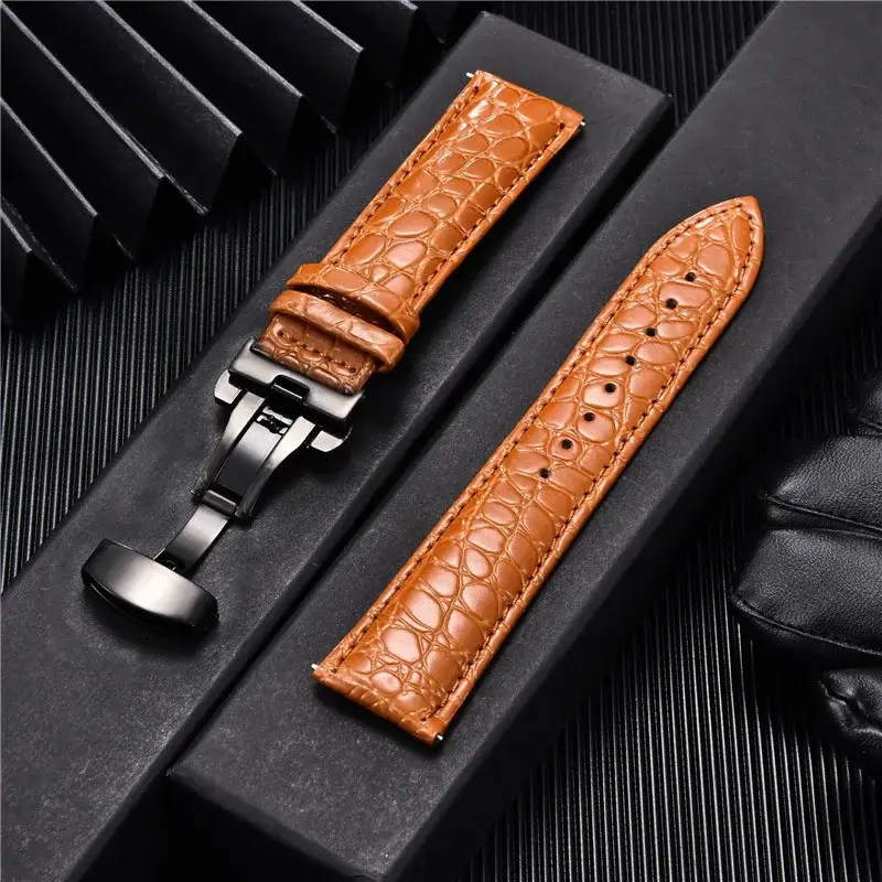 Leren Smartwatchband Krokodillenprint Premium Leer Vochtwerende Sportband Elegante Polsband Verstelbaar | Sansoti