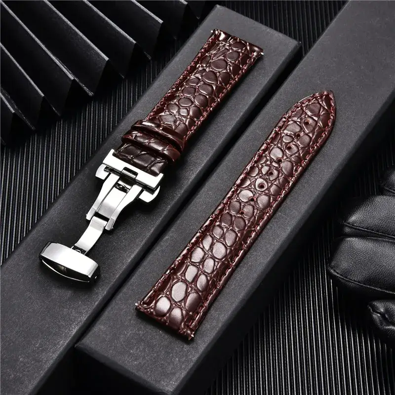 Leren Smartwatchband Krokodillenprint Premium Leer Vochtwerende Sportband Elegante Polsband Verstelbaar | Sansoti