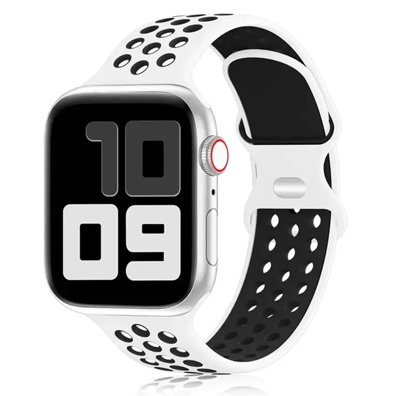 Siliconen Smartwatch Bandje - Ademend Sportbandje met Dubbele Kleuren voor 38mm tot 49mm Horloges Unisex | Sansoti
