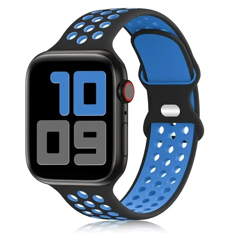Siliconen Smartwatch Bandje - Ademend Sportbandje met Dubbele Kleuren voor 38mm tot 49mm Horloges Unisex | Sansoti